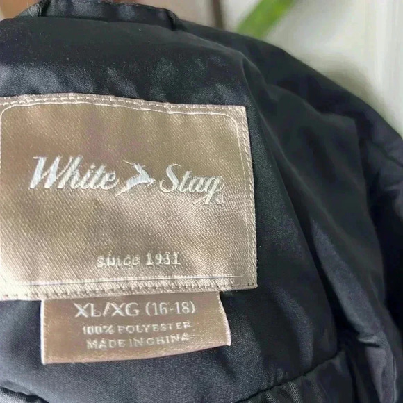 White Stag Large Buttons Rain Coat Size XL (16-18) Black Detachable Hood Jacket - Picture 10 of 10